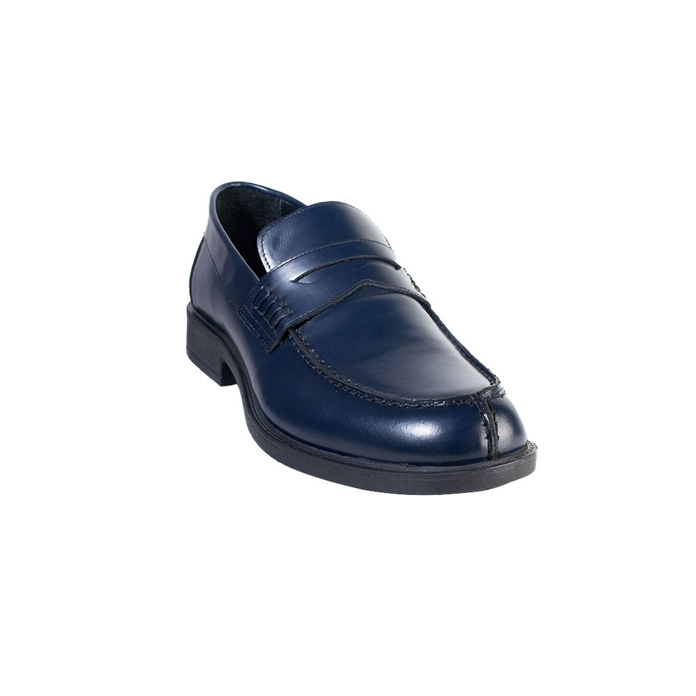 Men Navy Leather Shoes #4299