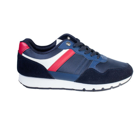 EuropeonUnion Men Navy Leather*Cloth Shoes #4325