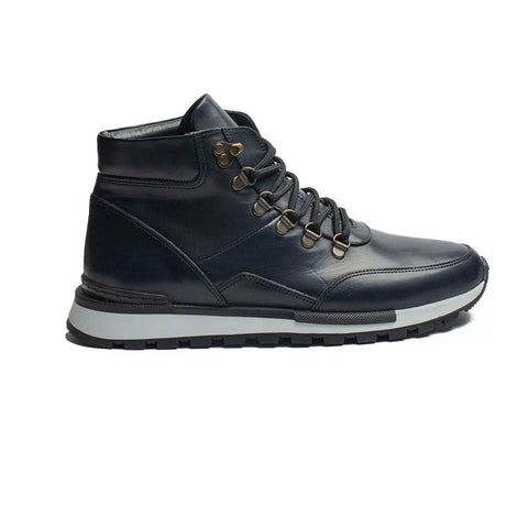 Turkish Men Dark Blue Leather Half Boot #4351