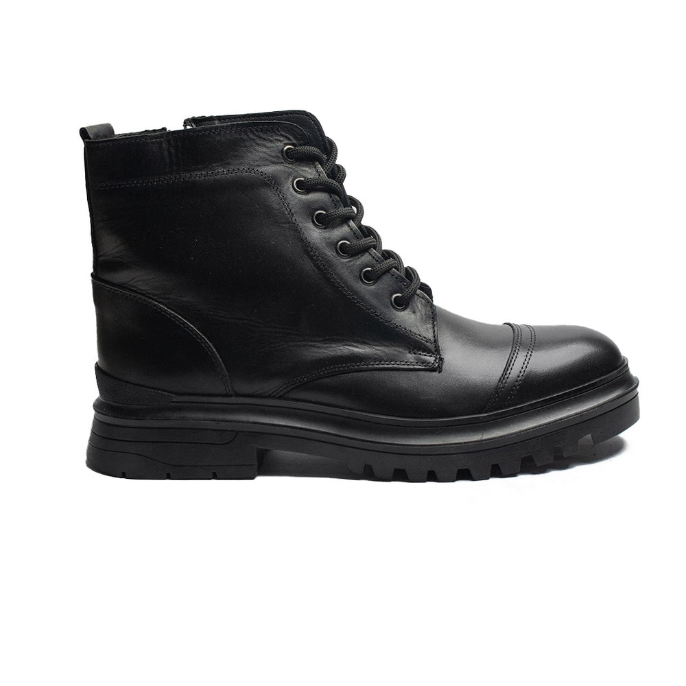 Turkish Men Black Leather Half Boot #4355