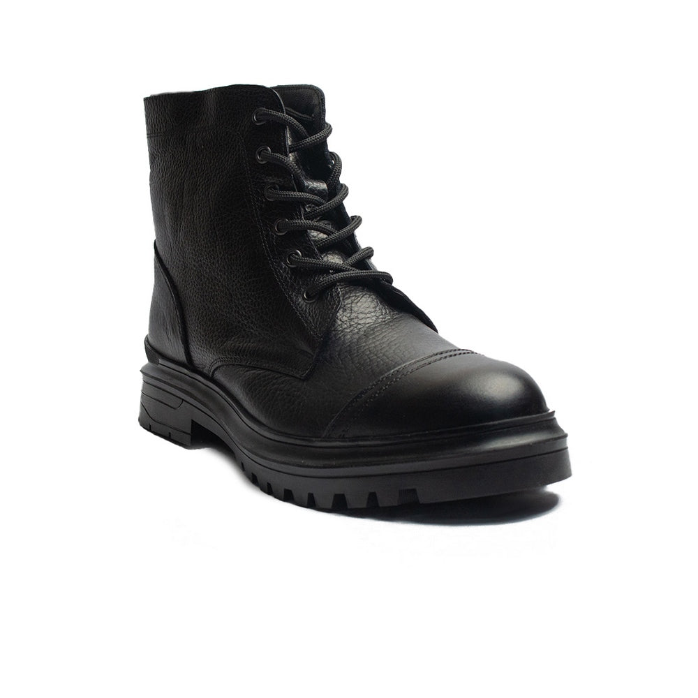 Turkish Men Black Leather Half Boot #4356