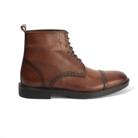 Men Brown Leather Half Boot #4396