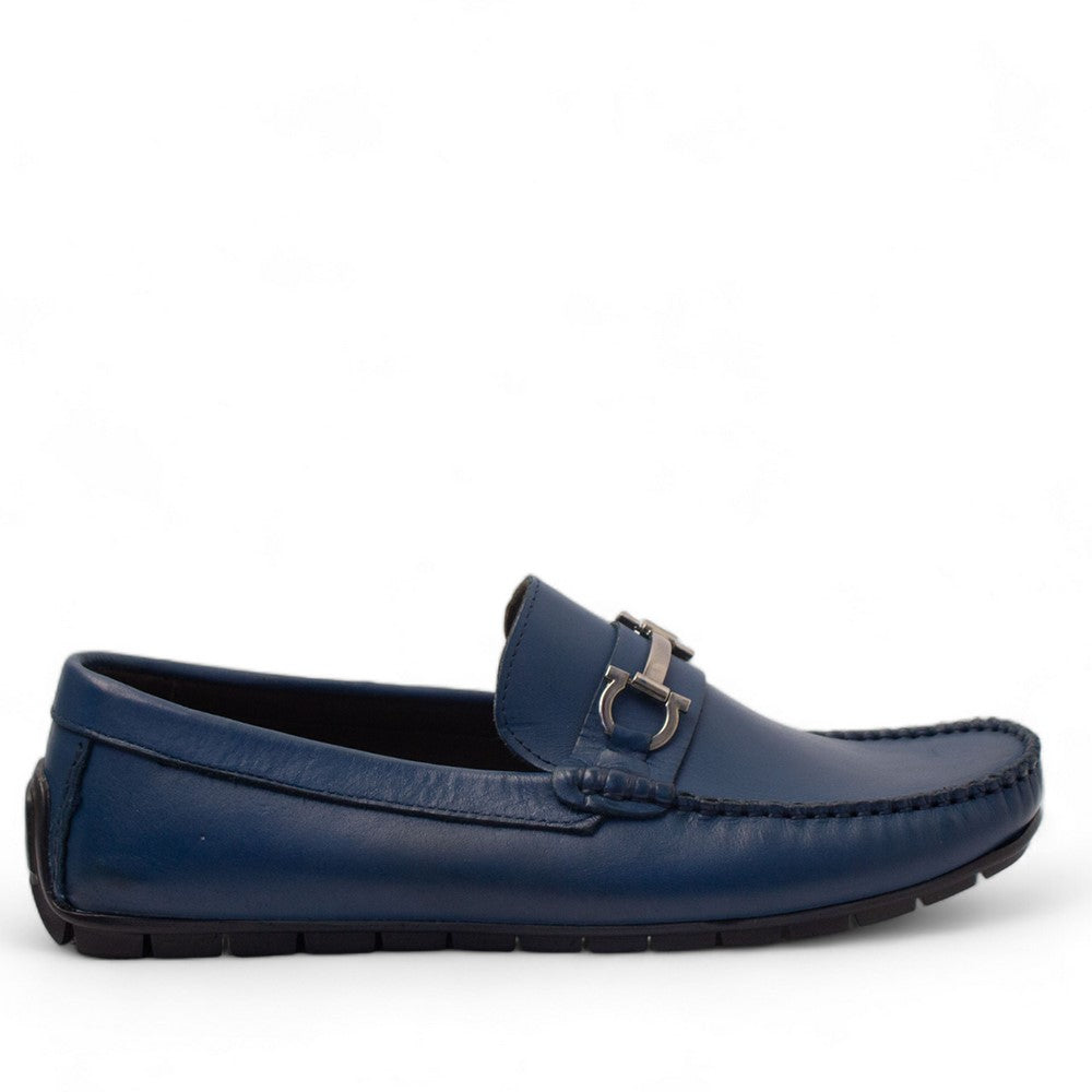 Men Dark Blue Leather Espadrilles #4428