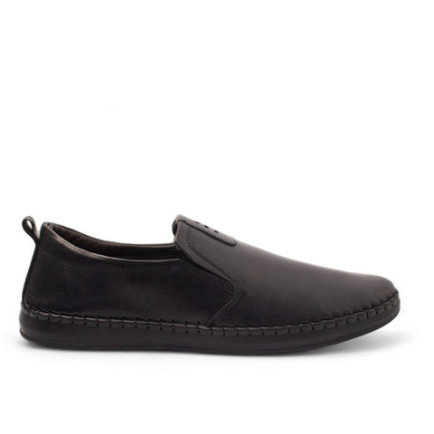 Men Black Leather Espadrilles #4436