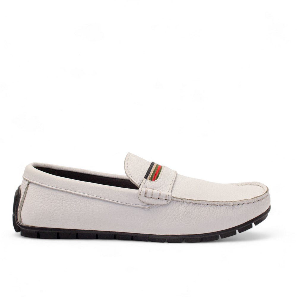 Men white Leather Espadrilles #4442