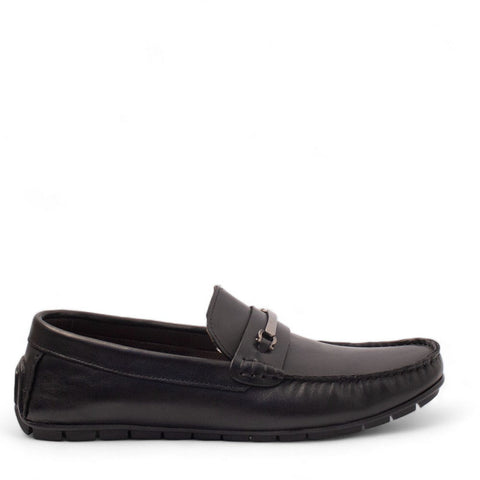 Men Black Leather Espadrilles #4443