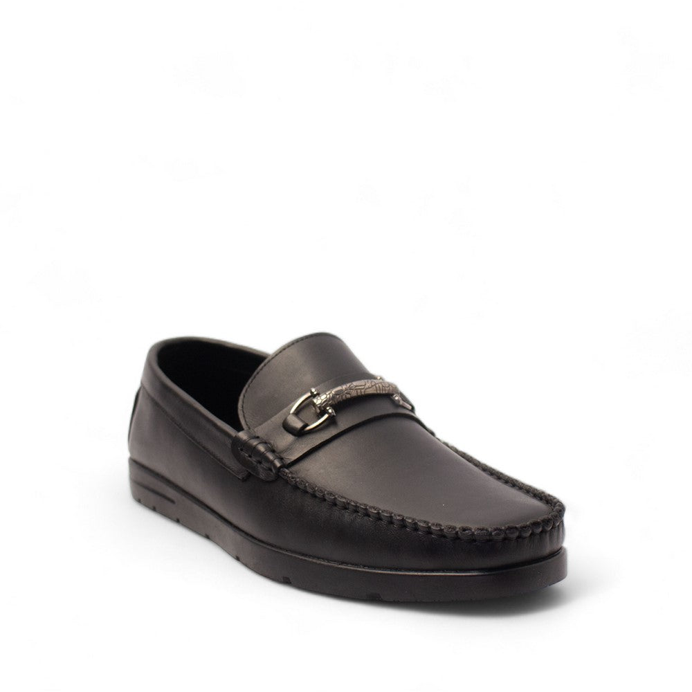 Men Black Leather Espadrilles #4474