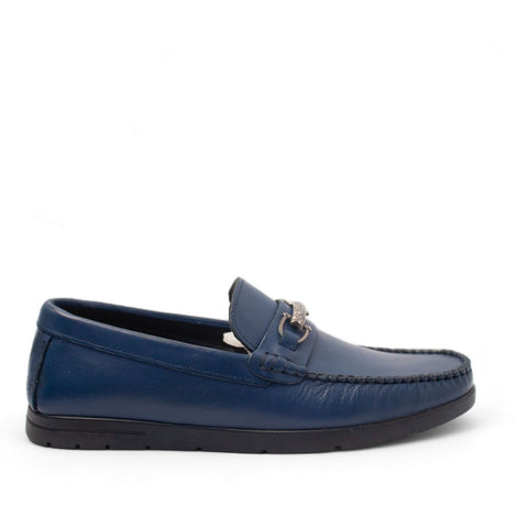 Men Dark Blue Leather Espadrilles #4476