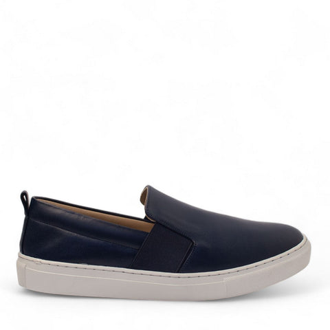 Men Dark Blue Leather Espadrilles #4488