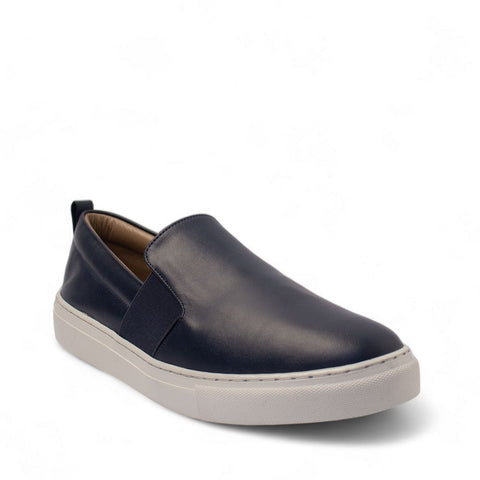 Men Dark Blue Leather Espadrilles #4488