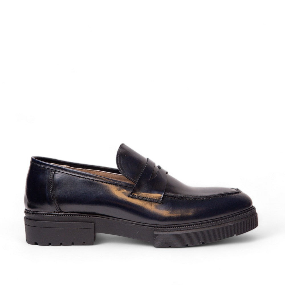 Men Navy Leather Shoes #4513