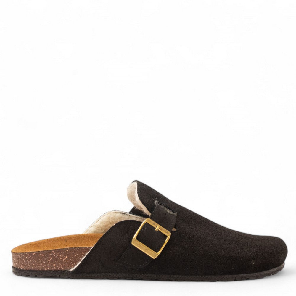 Men Black Wool Slipper #4707