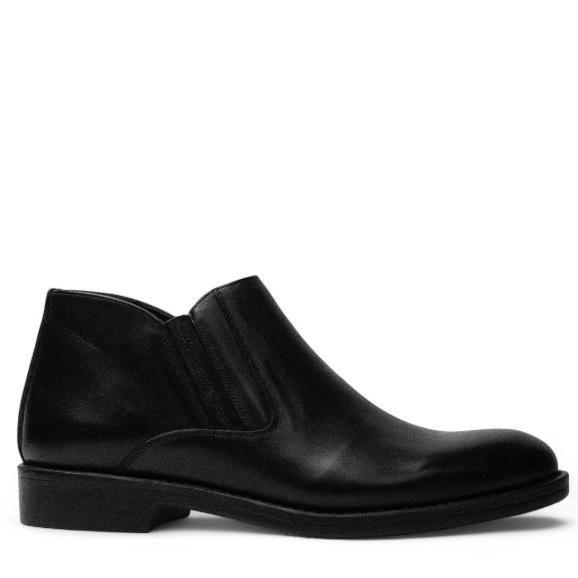 Men Black Leather HalfBoot #4711