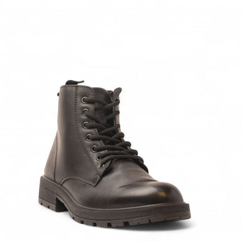 Italian Men Black Leather Half Boot #4750