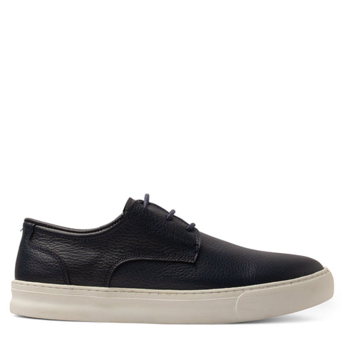 Men Navy Leather Espadrilles #4790