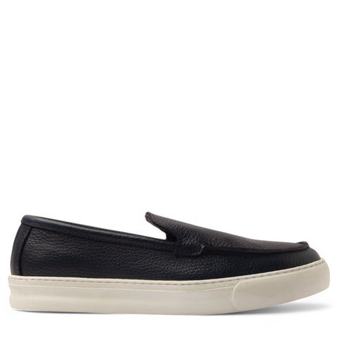 Men Navy Leather Espadrilles #4794