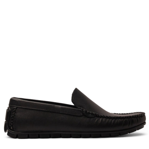 Men Black Leather Espadrilles #4811