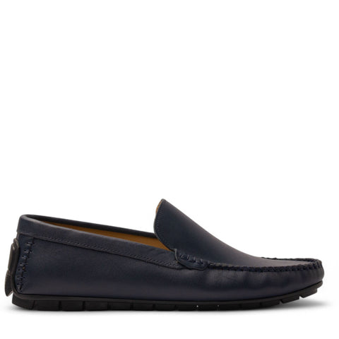 Men Navy Leather Espadrilles #4813