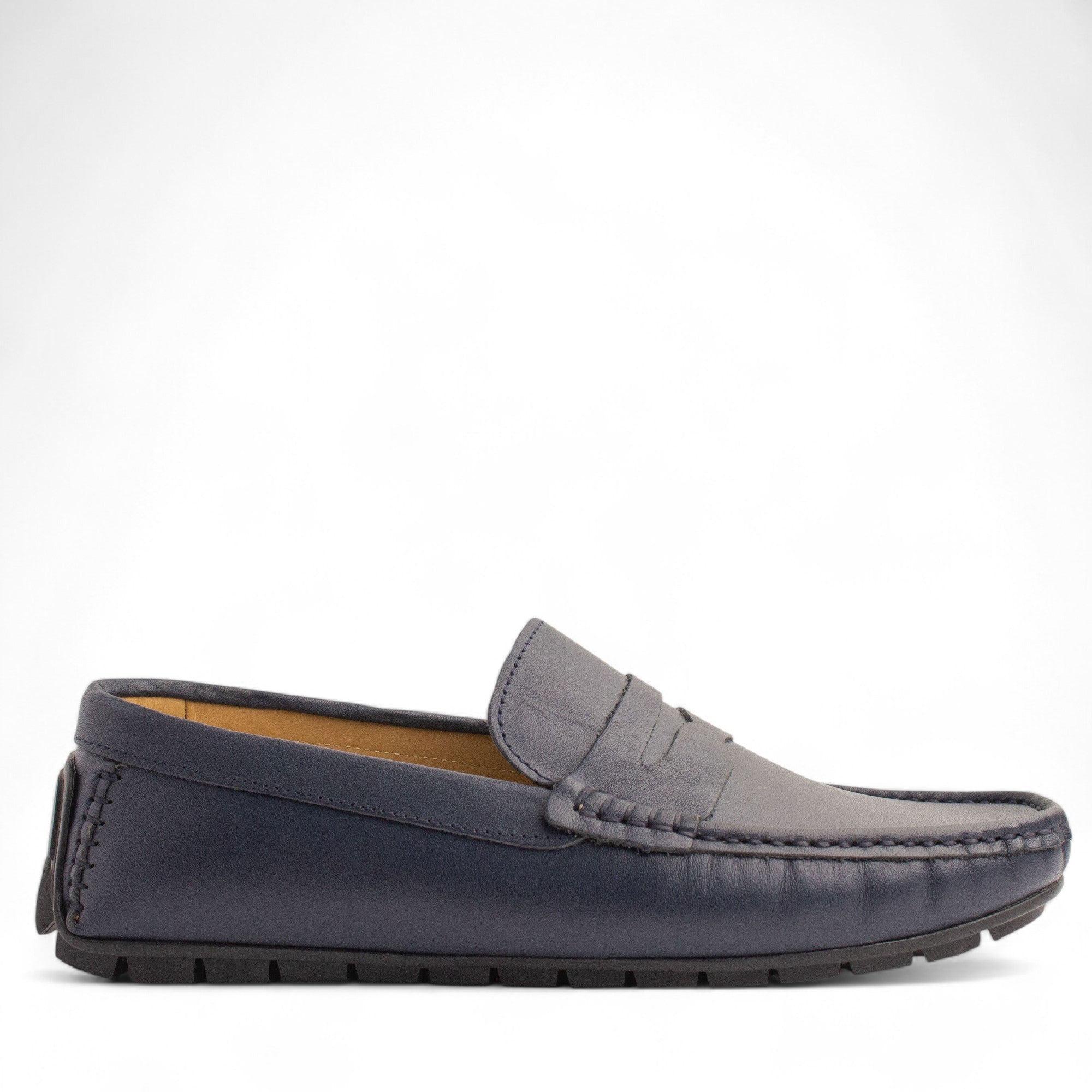 Men Navy Leather Espadrilles #4816
