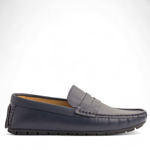 Men Navy Leather Espadrilles #4816