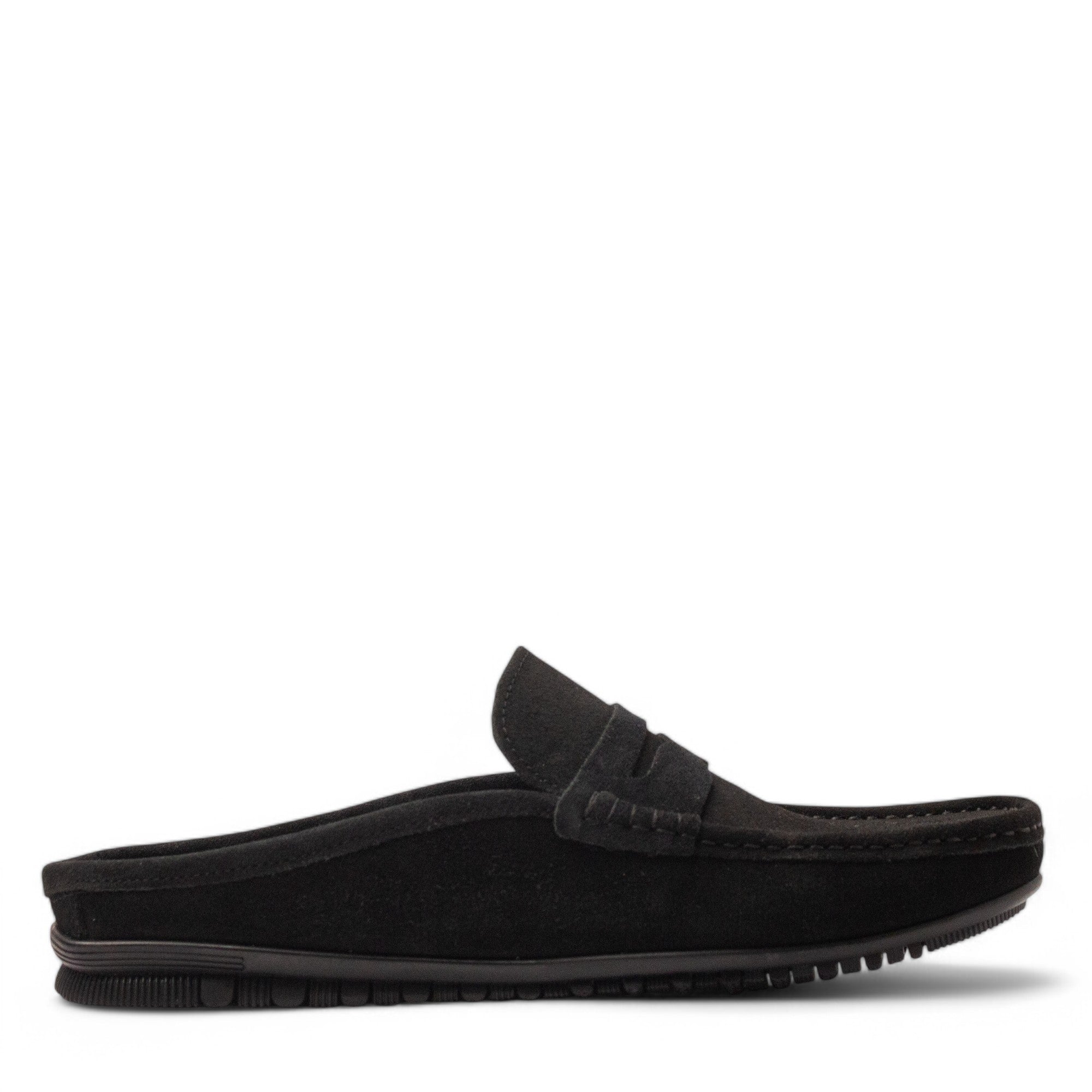 Men Black Chamois Mules #4830