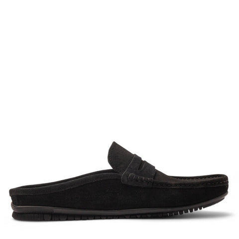 Men Black Chamois Mules #4830