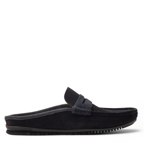 Men Navy Chamois Mules #4831