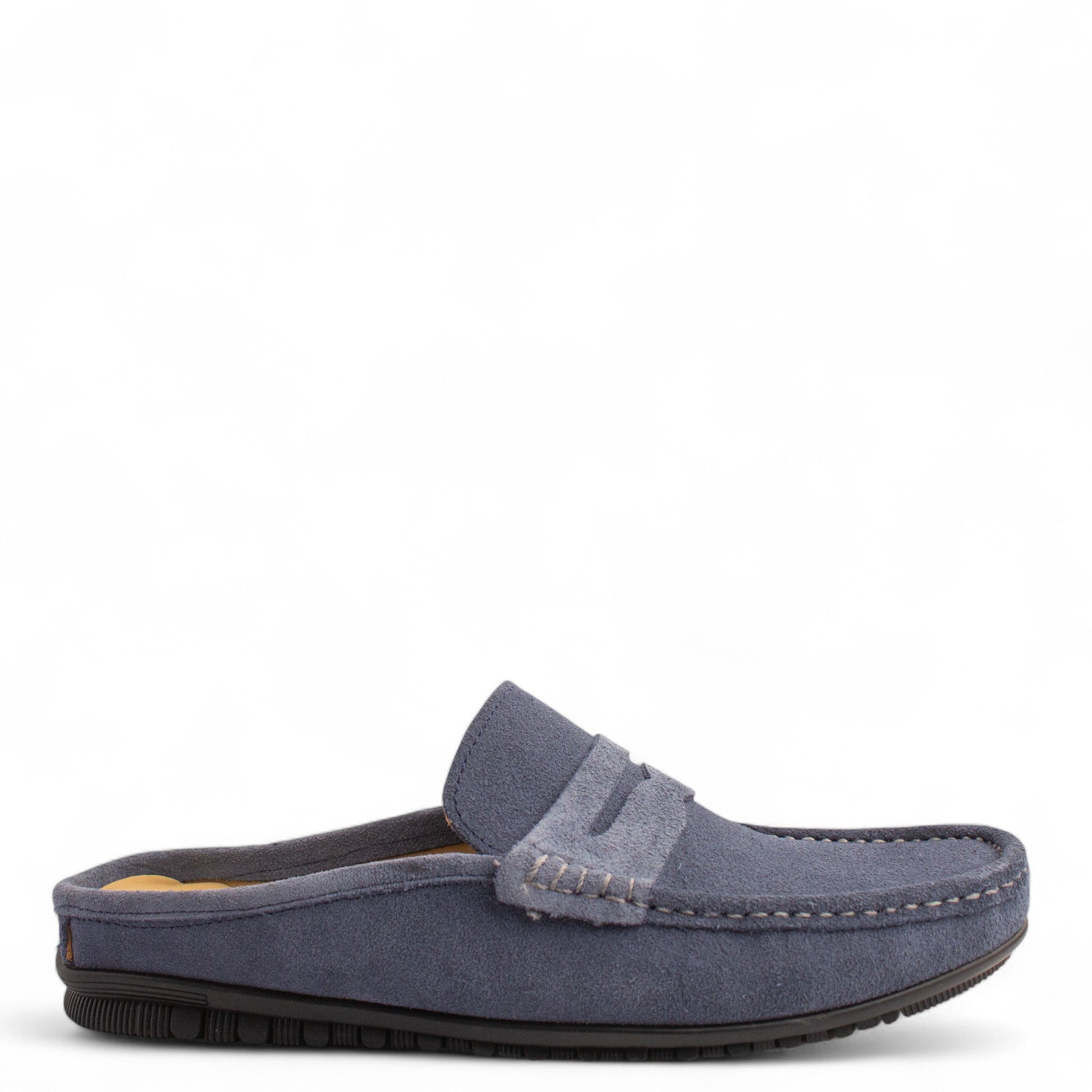 Men LightBlue Chamois Mules #4832