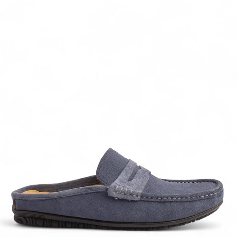 Men LightBlue Chamois Mules #4832
