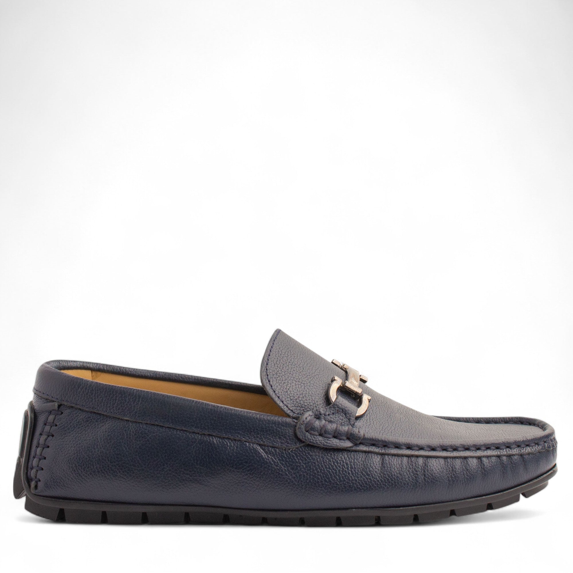 Men Navy Leather Espadrilles #4856