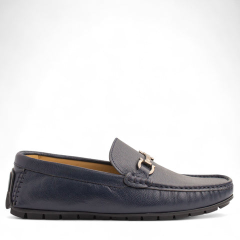 Men Navy Leather Espadrilles #4856