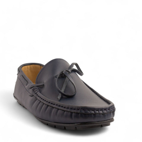 Men Navy Leather Espadrilles #4867