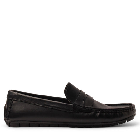 Men Black Leather Espadrilles #4887