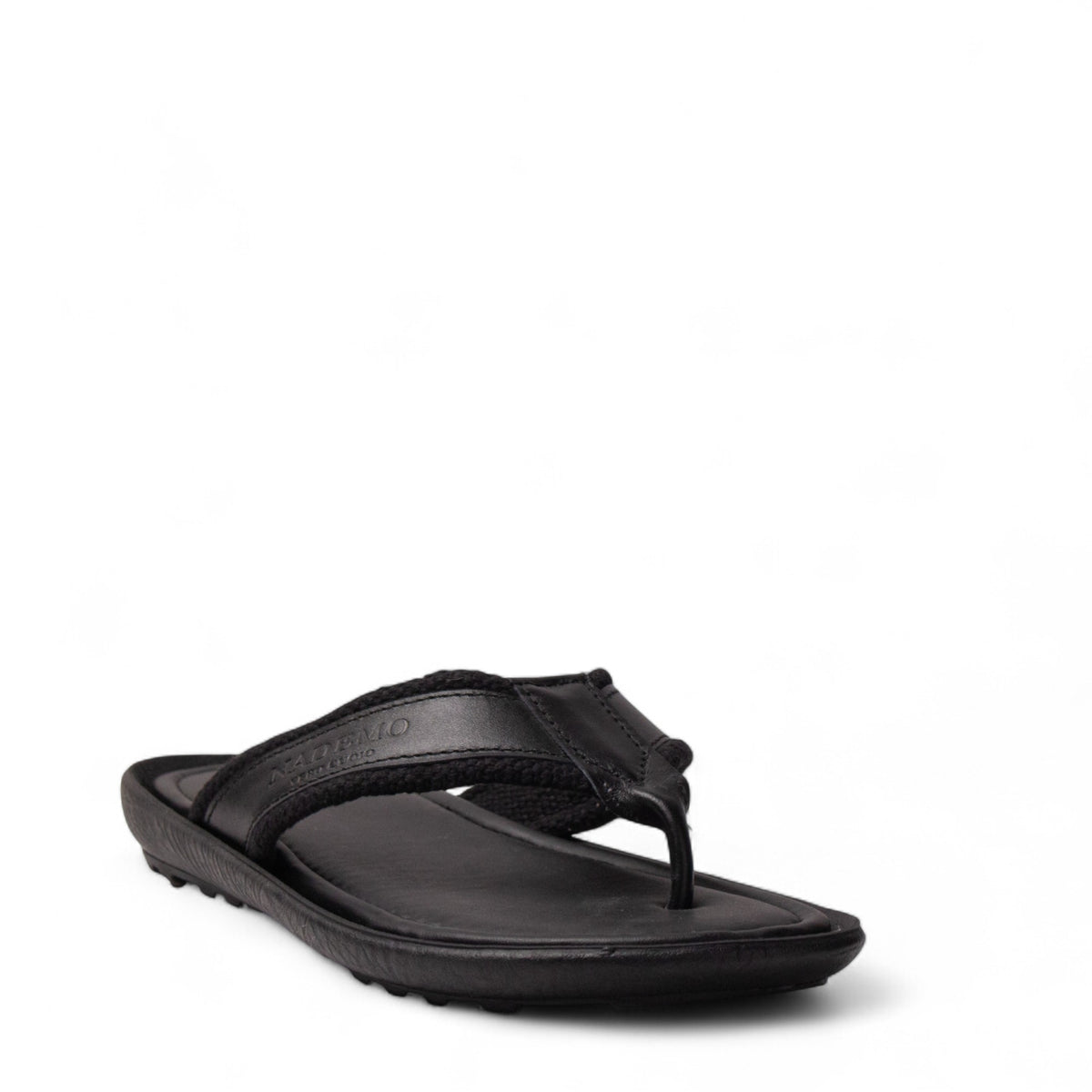 Men Black Leather Slipper #4915