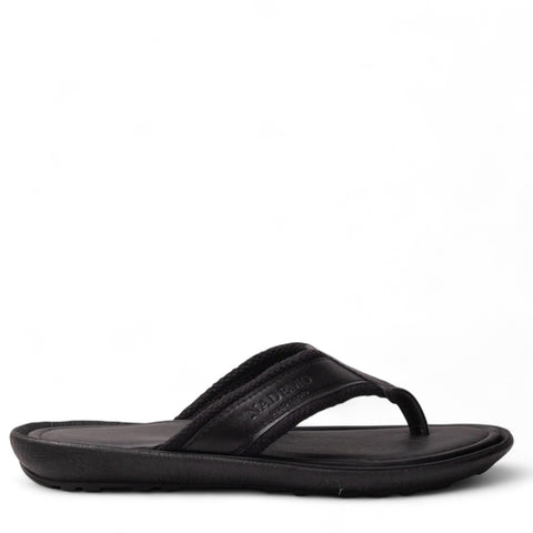 Men Black Leather Slipper #4915