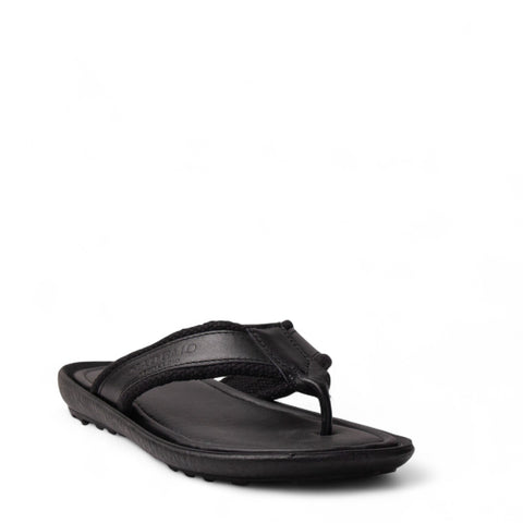 Men Black Leather Slipper #4915