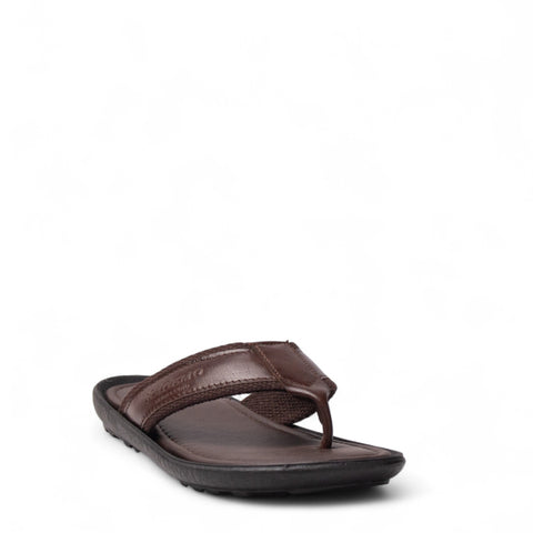 Men Brown Leather Slipper #4916