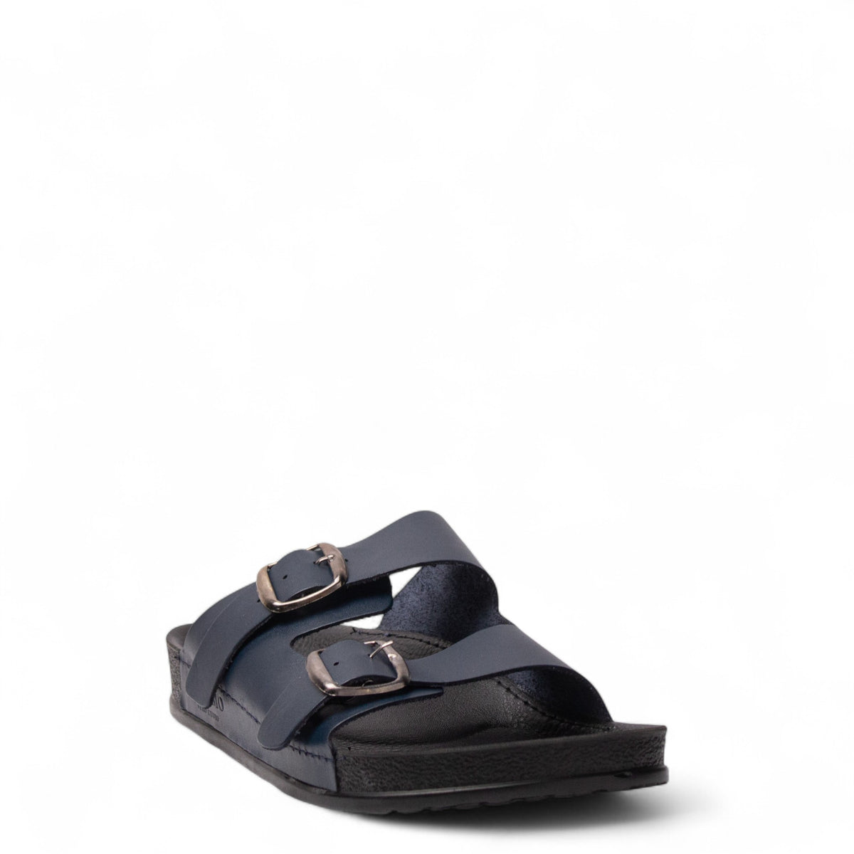 Men Navy Leather Slipper #4919