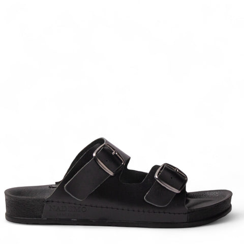 Men Black Leather Slipper #4921