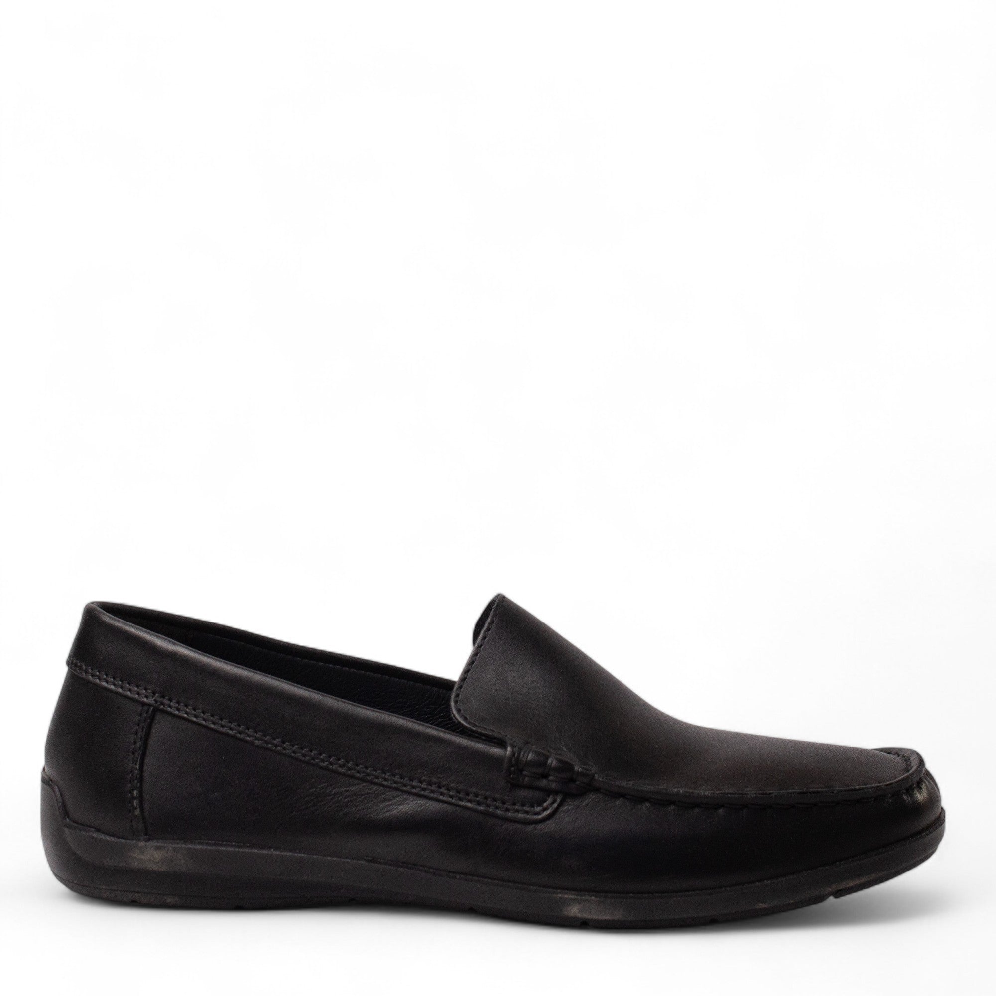 Italian Men Black Leather Espadrilles #4984
