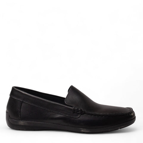 Italian Men Black Leather Espadrilles #4984