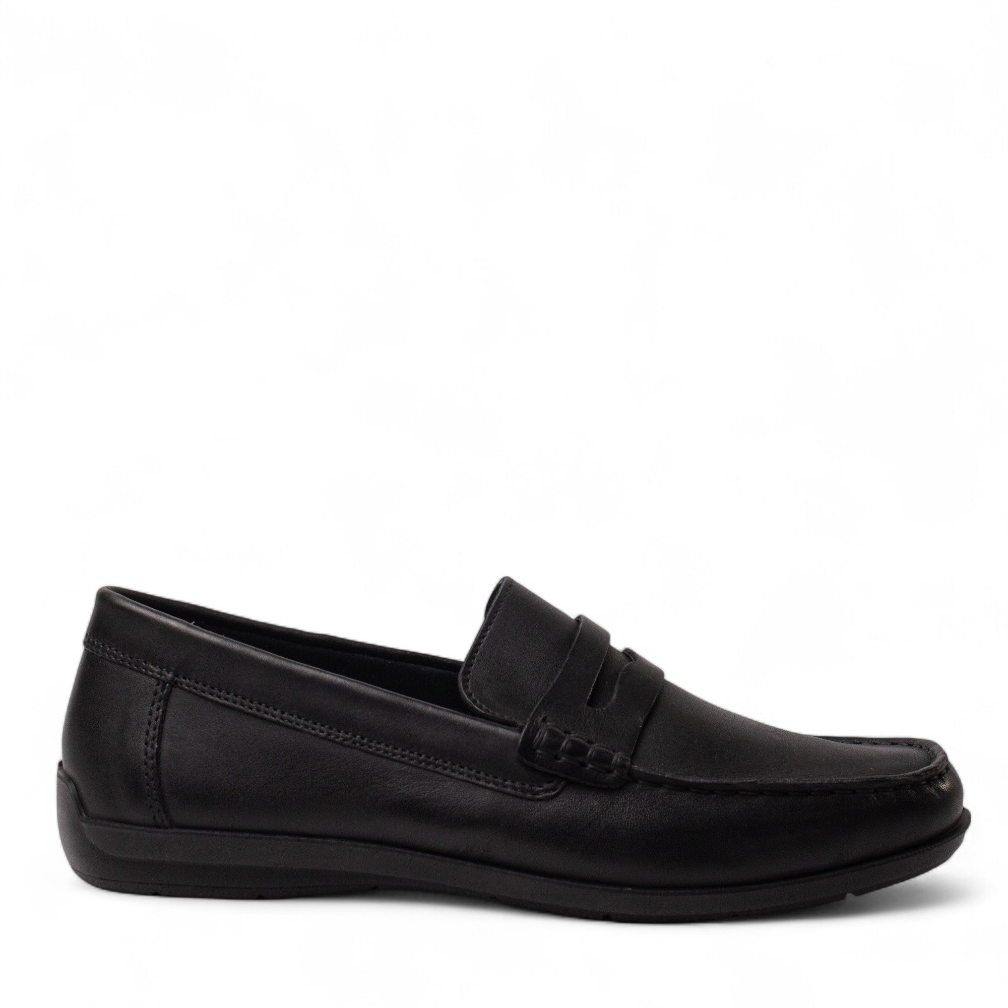 Italian Men Black Leather Espadrilles #4988