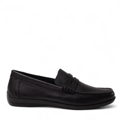 Italian Men Black Leather Espadrilles #4988