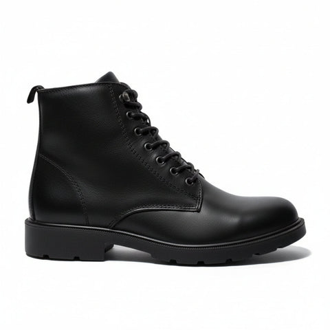 Italian Men Black Leather HalfBoot #5096