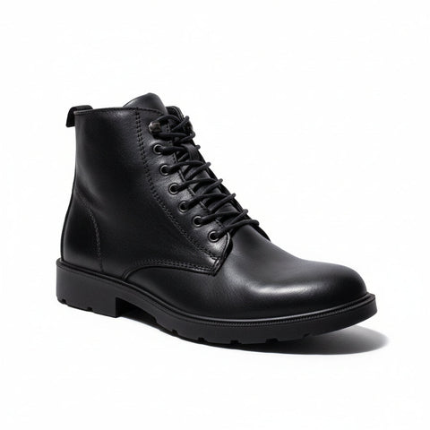 Italian Men Black Leather HalfBoot #5096