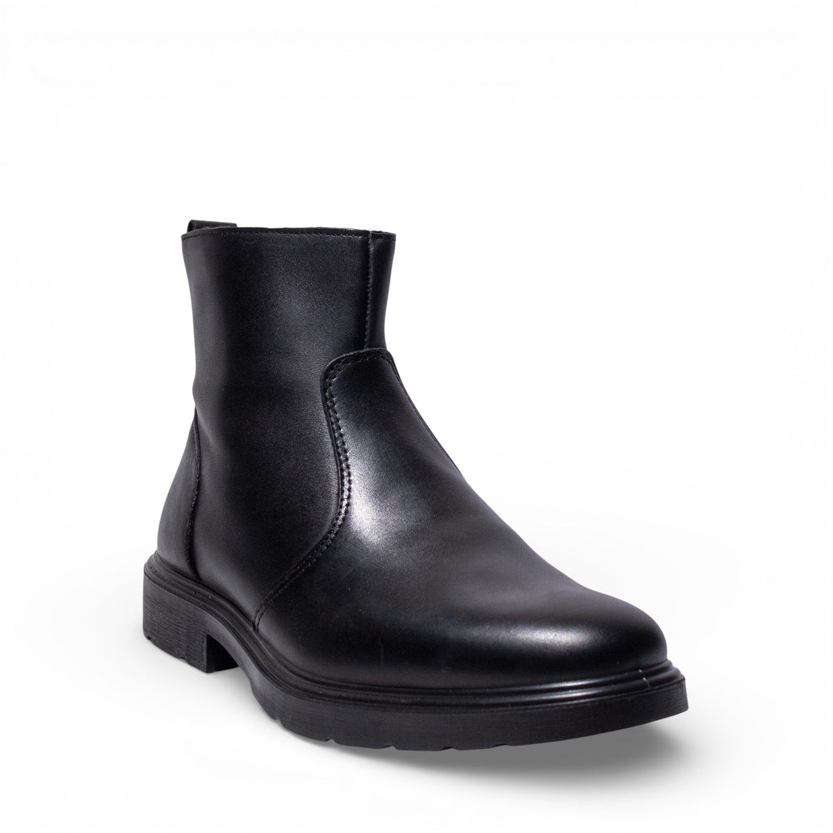 Italian Men Black Leather HalfBoot #5101