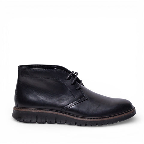 Italian Men Black Leather HalfBoot #5107