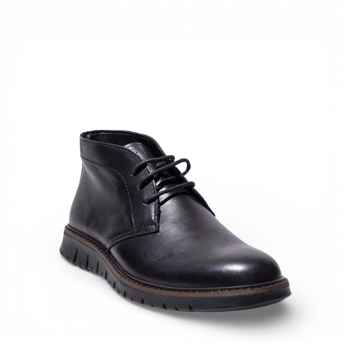 Italian Men Black Leather HalfBoot #5107