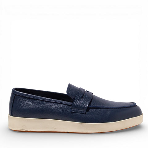 Men Navy Leather Espadrilles #5129