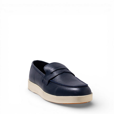 Men Navy Leather Espadrilles #5129